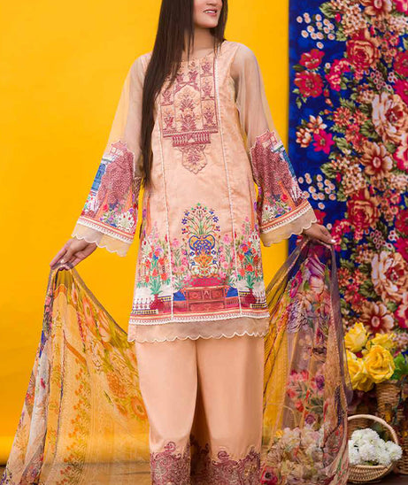 Zebaish Coral Emb Lawn`20 D#2