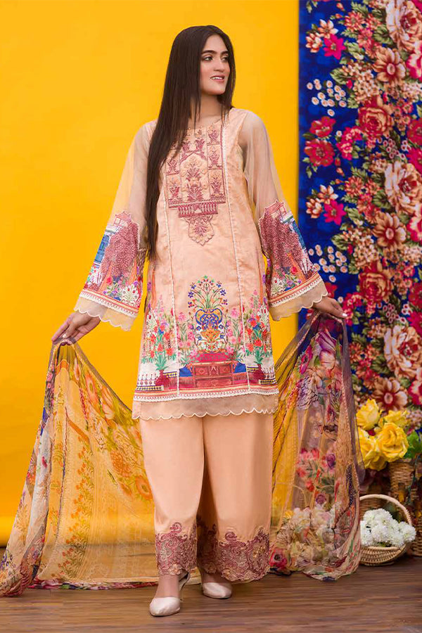 Zebaish Coral Emb Lawn`20 D#2