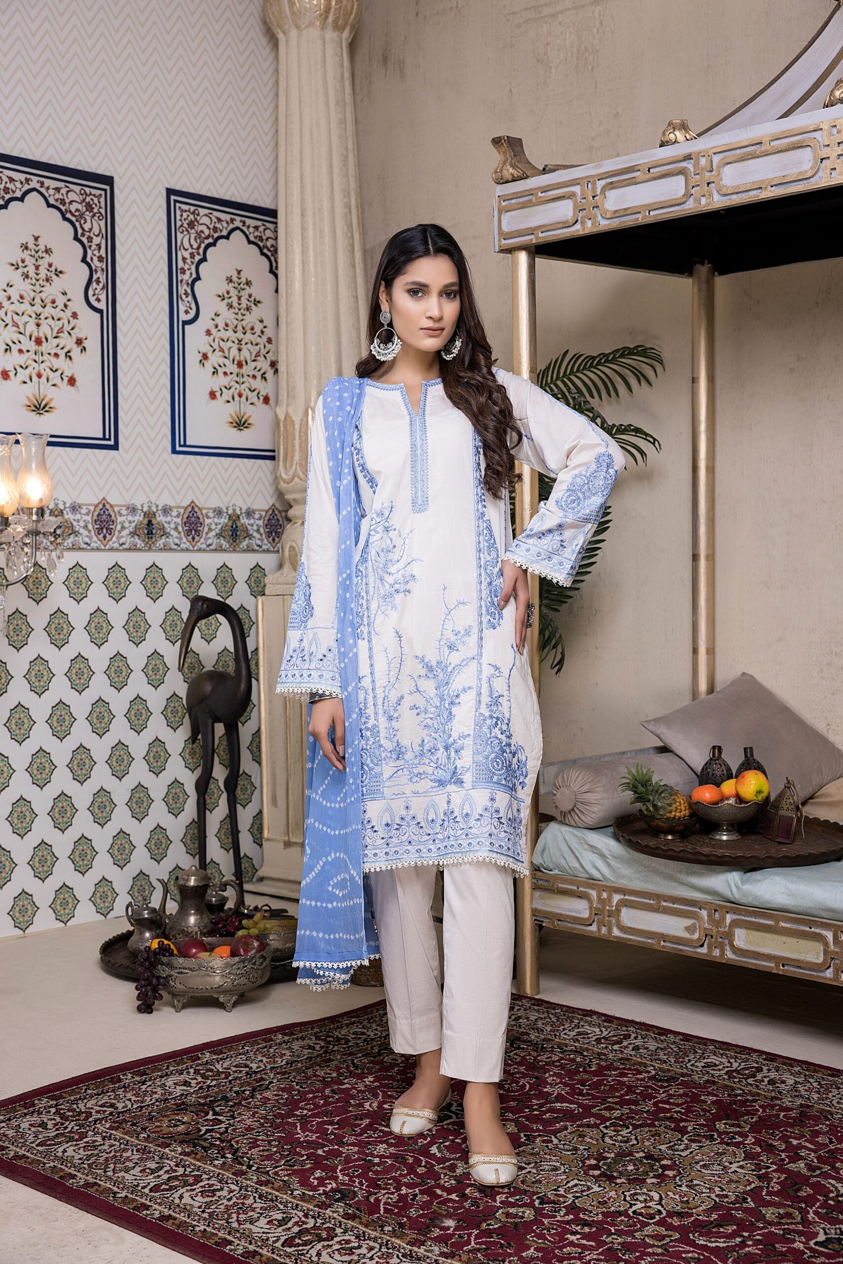 Kalyan Chikankari Bandhani'22 Blue