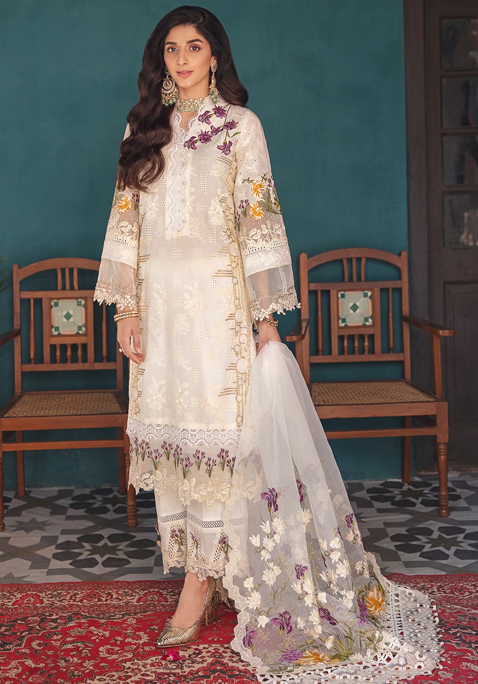 Elaf Festive Chikankari Collection'22 EFC#06-A Crystal