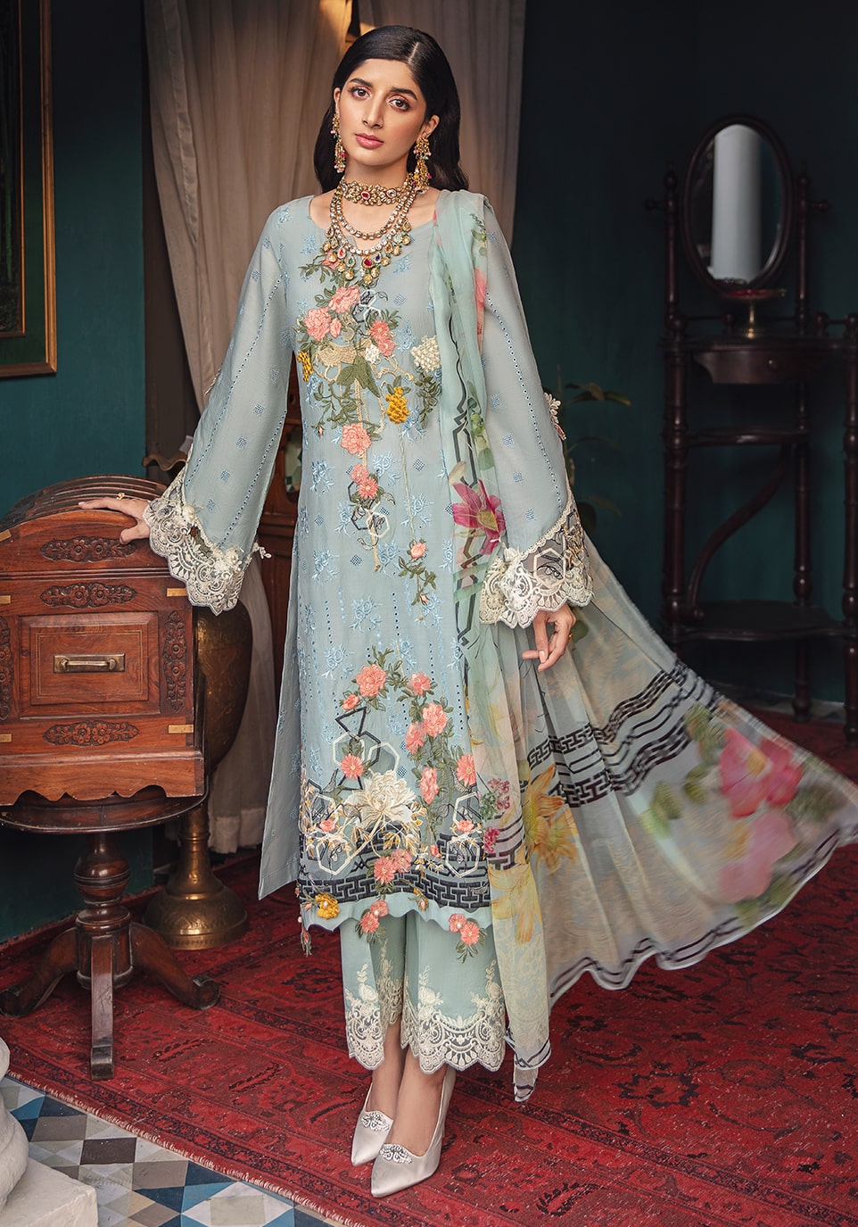 Elaf Festive Chikankari Collection'22 EFC#08 Celeste
