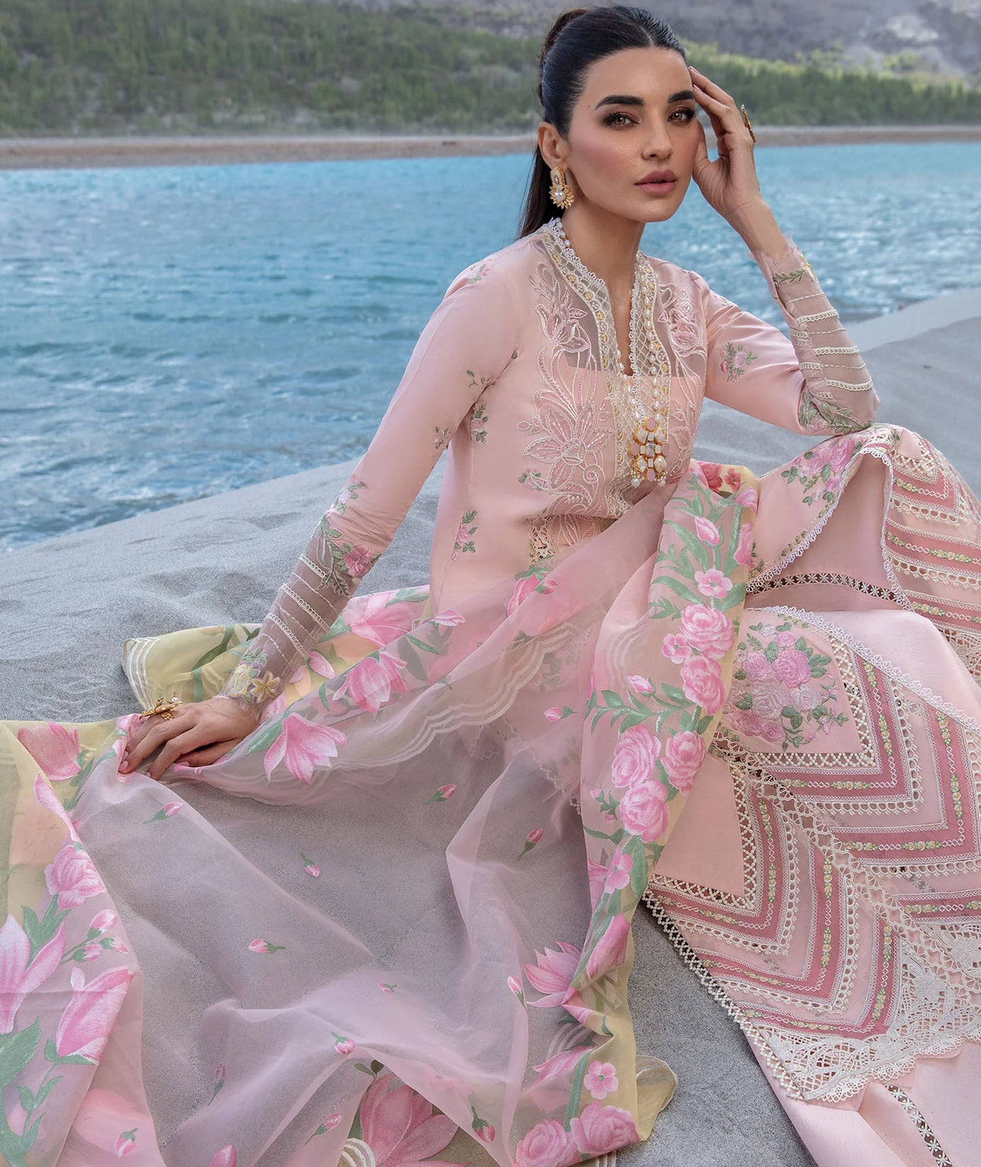 CRIMSON LAWN 2024 D#3B (Forget Me Not - Sorbet Pink)