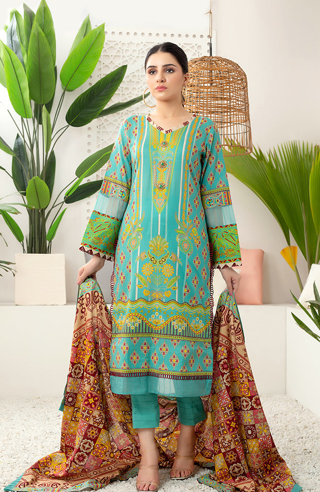Al Zohaib Monsoon Lawn'22 D#7060 Ferozi