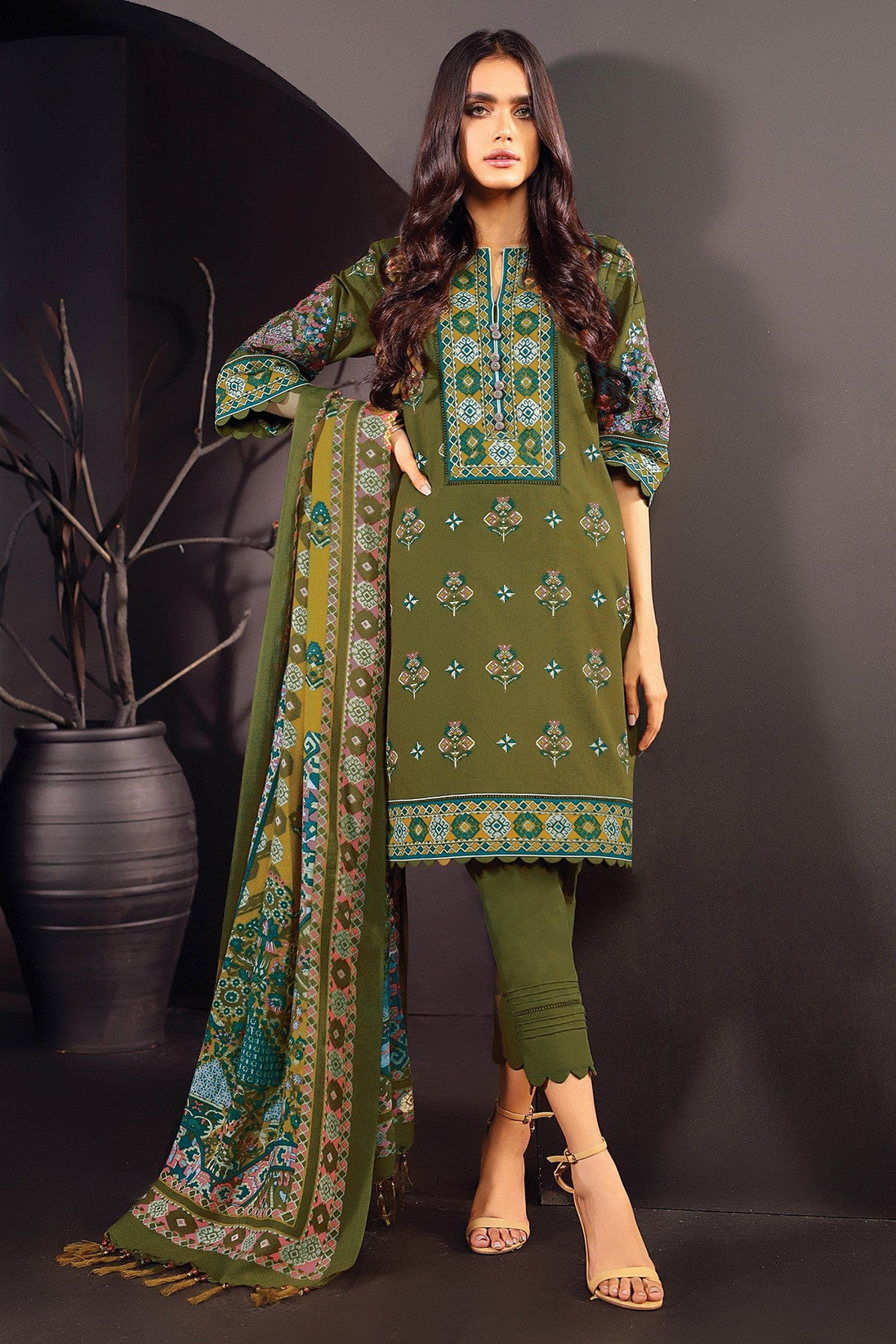 Al karam Winter Collection'20 FW#5.1 Olive green