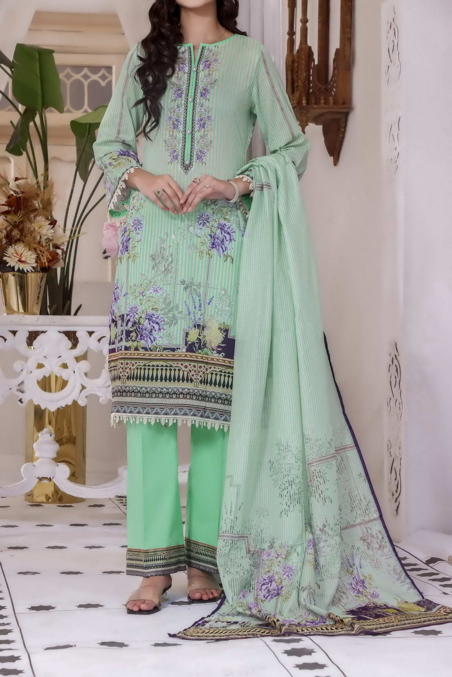 Misri Digital Print Lawn`22 D#133 Sea Green