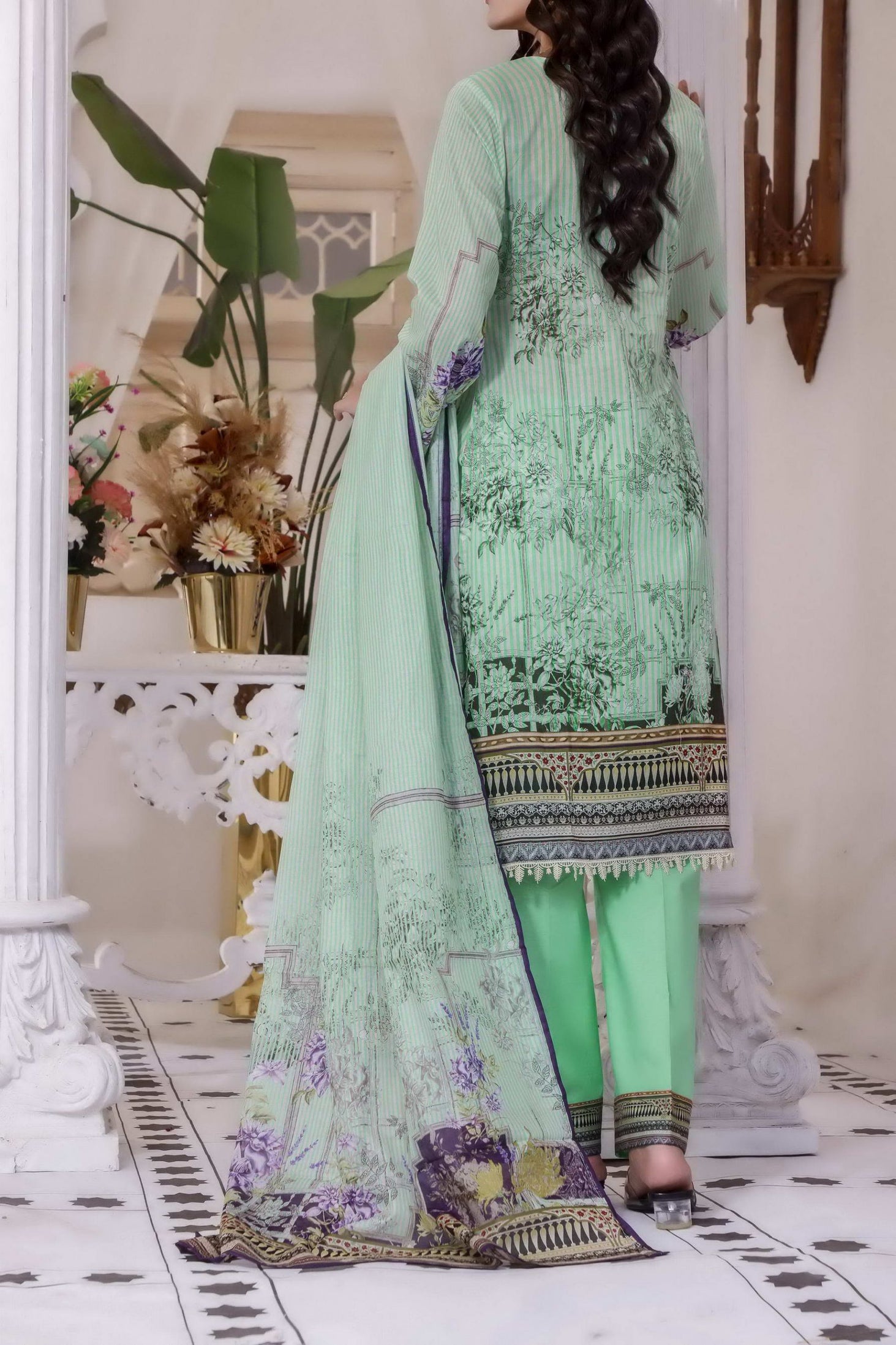 Misri Digital Print Lawn`22 D#133 Sea Green