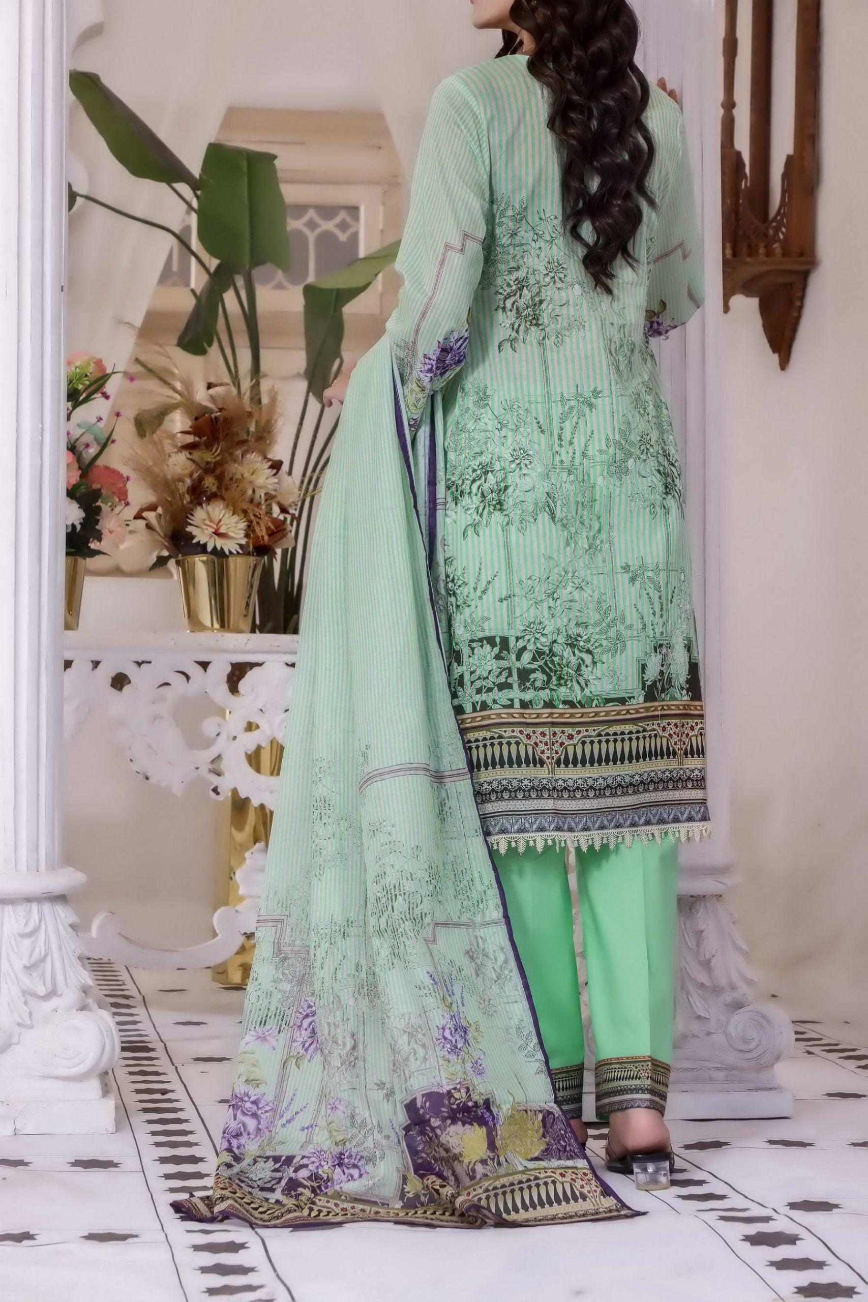Misri Digital Print Lawn`22 D#133 Sea Green