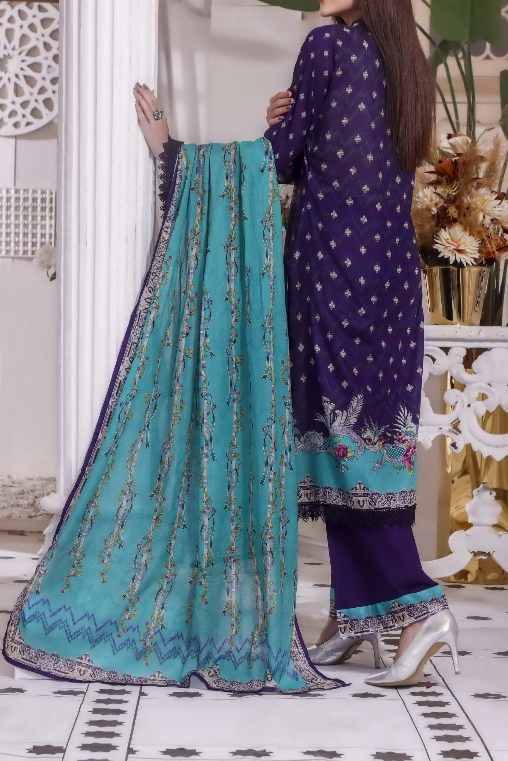 Misri Digital Print Lawn`22 D#128 Blue