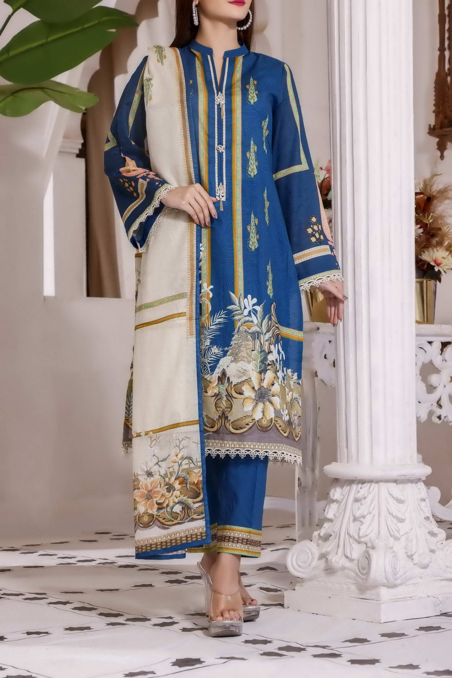 Misri Digital Print Lawn`22 D#139 Z Blue