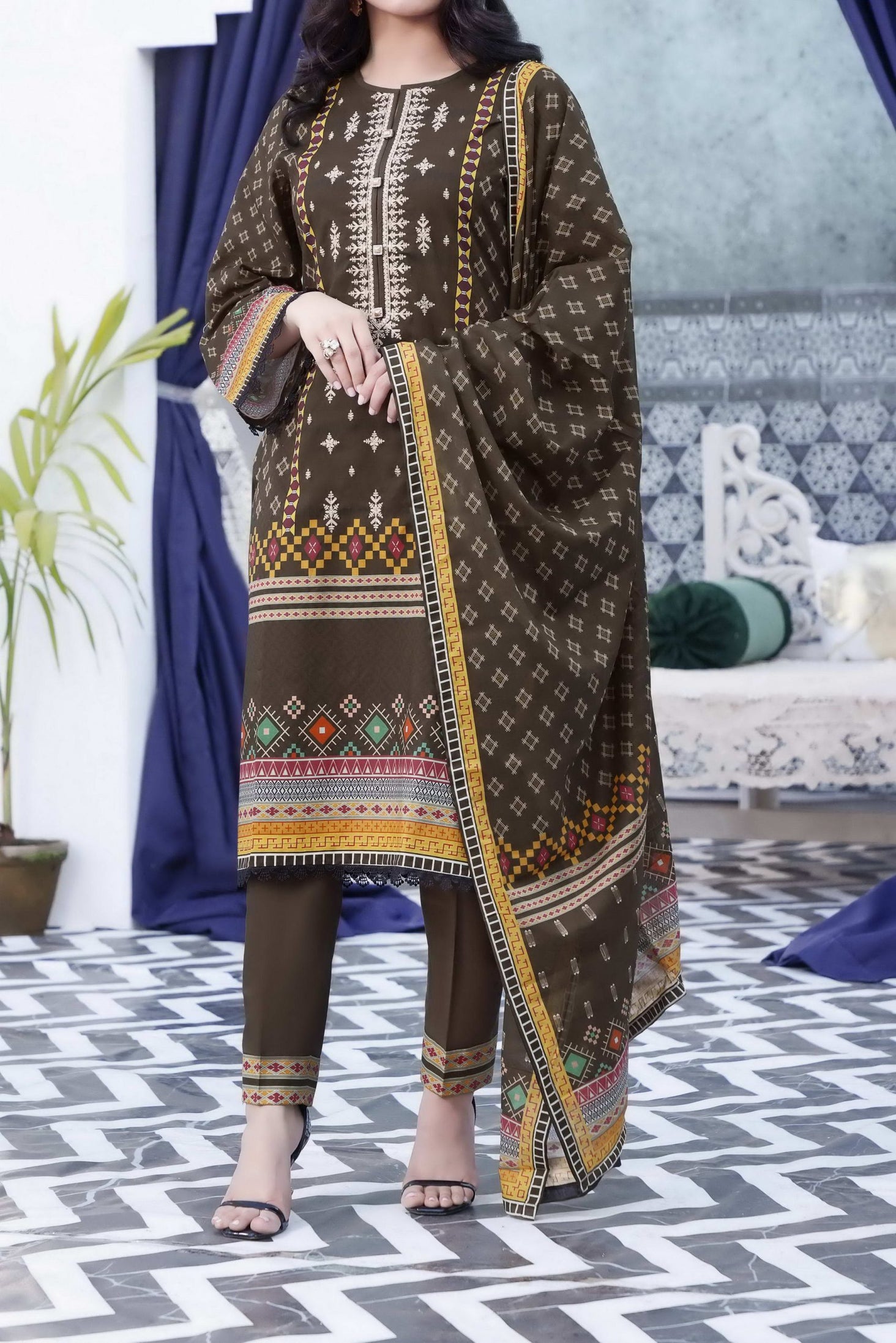 Misri D/Print Emb Lawn`22 D#80 CH Brown