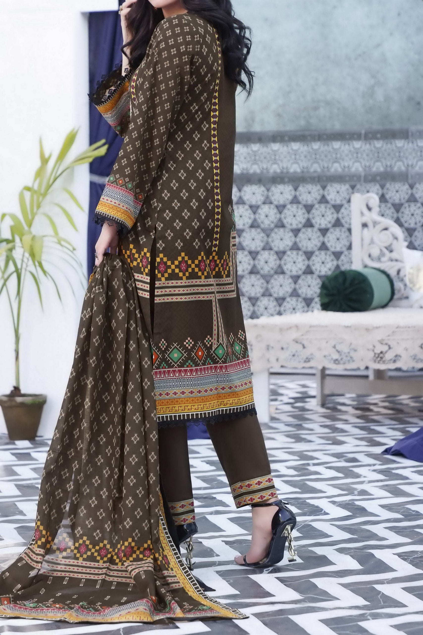 Misri D/Print Emb Lawn`22 D#80 CH Brown