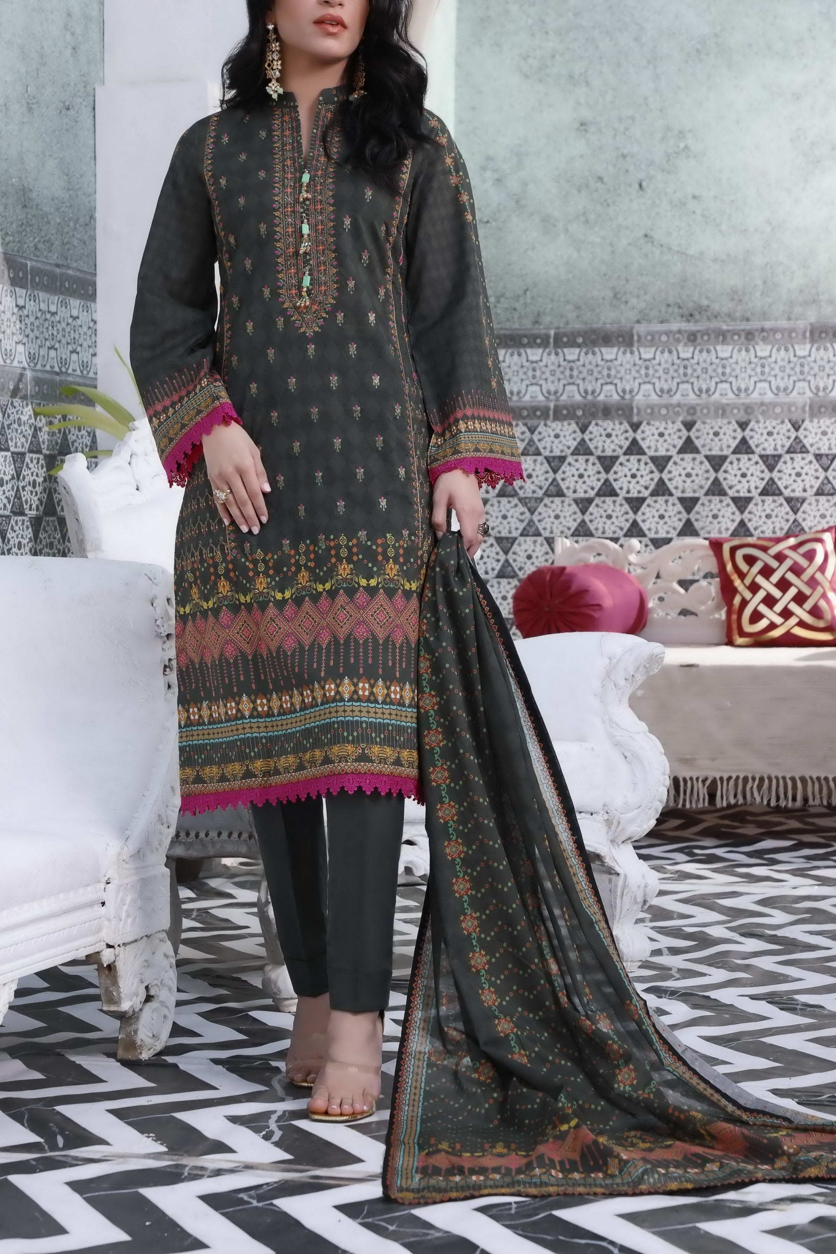 Misri D/Print Emb Lawn`22 D#79 D Green