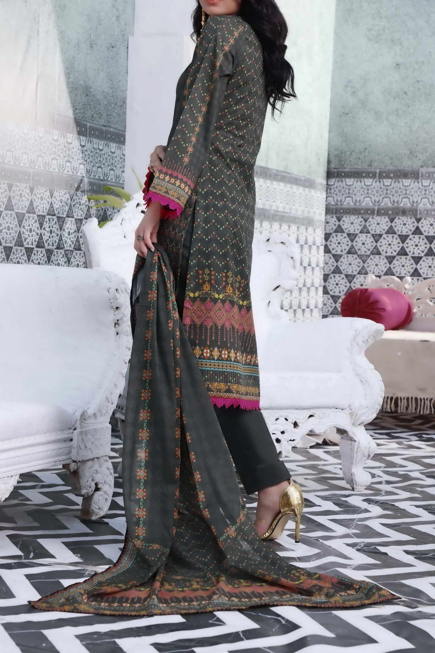 Misri D/Print Emb Lawn`22 D#79 D Green