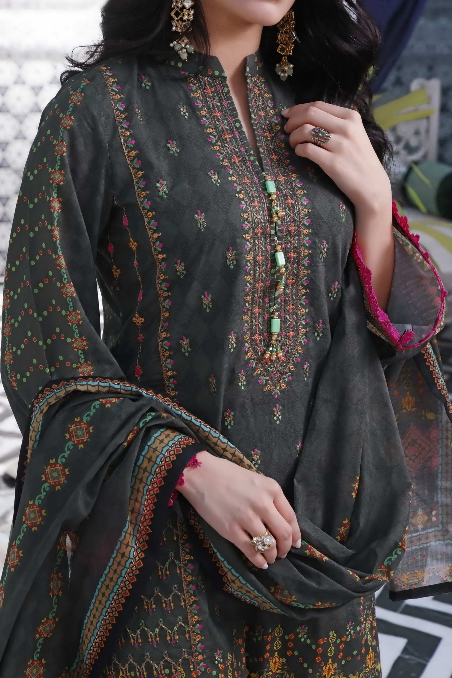 Misri D/Print Emb Lawn`22 D#79 D Green