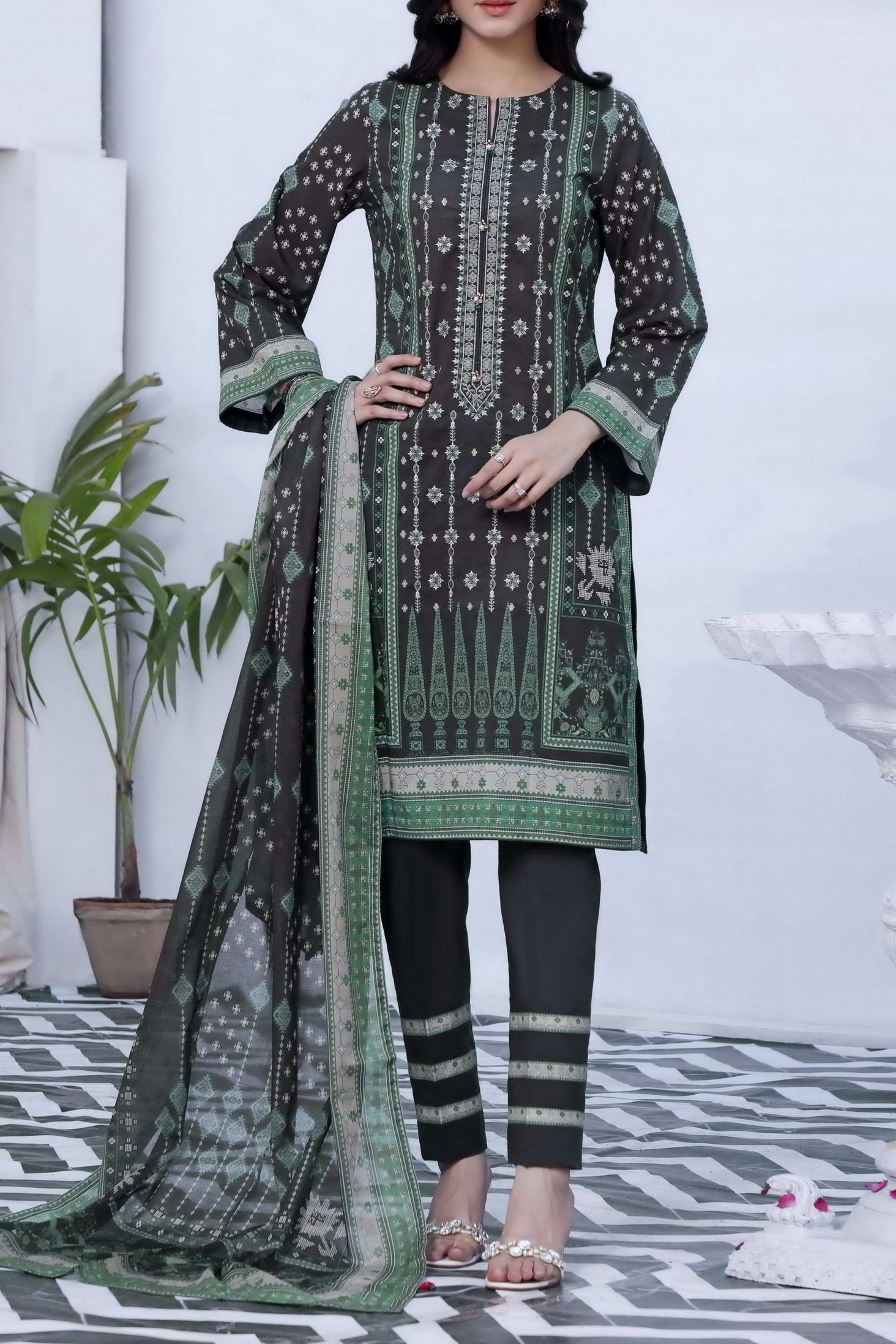 Misri D/Print Emb Lawn`22 D#86 Chocolate