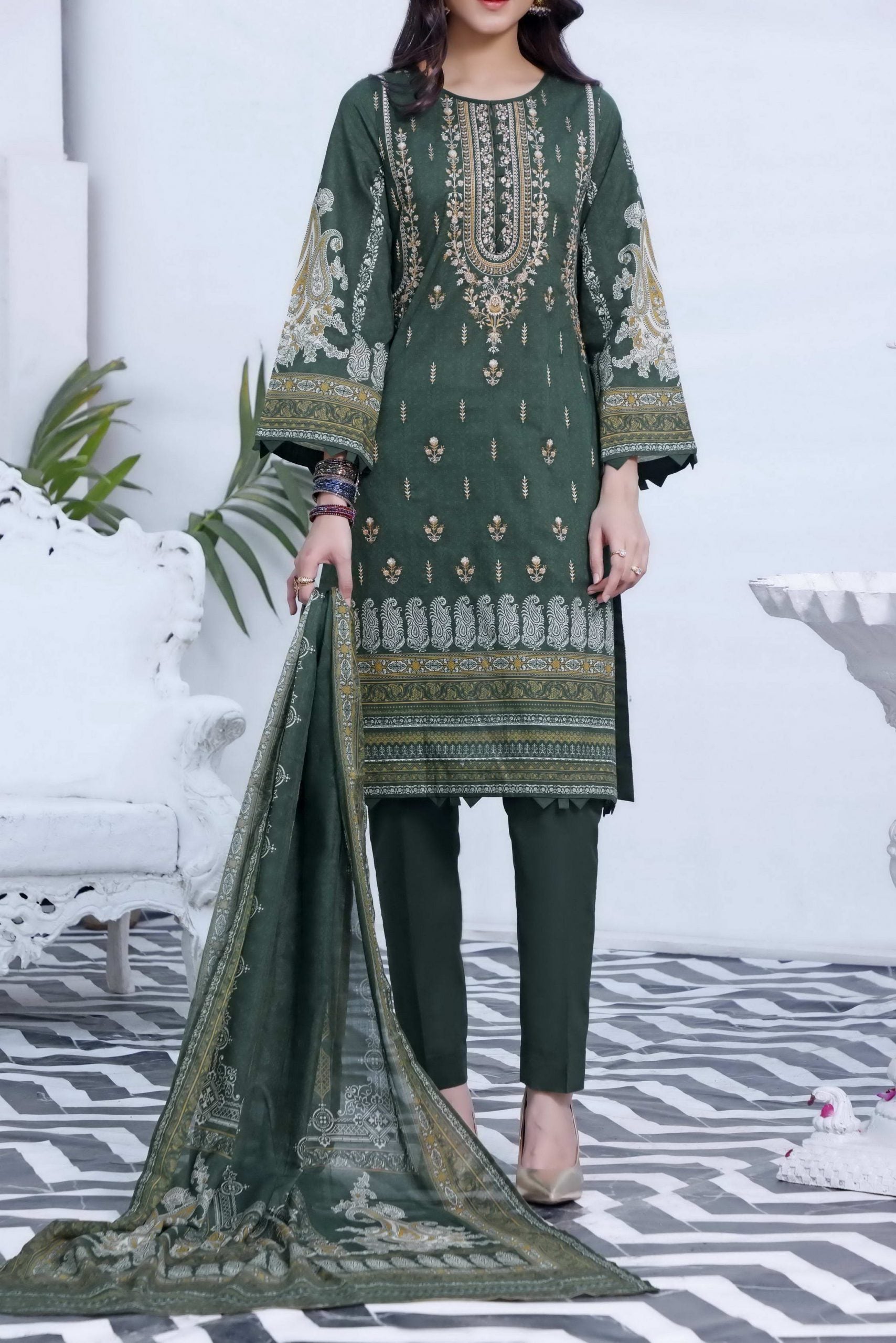 Misri D/Print Emb Lawn`22 D#83 D Green