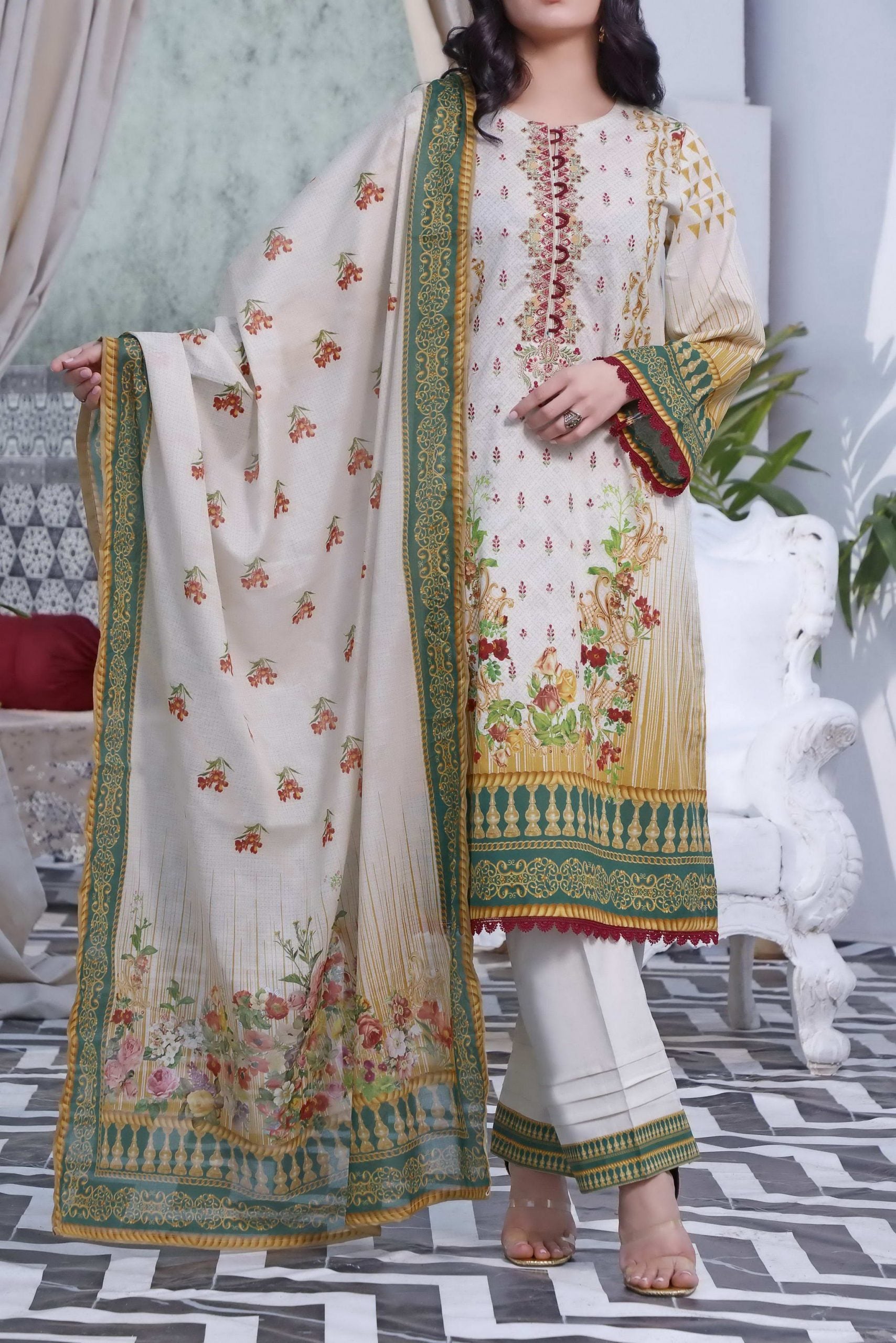 Misri D/Print Emb Lawn`22 D#90 L Fawn