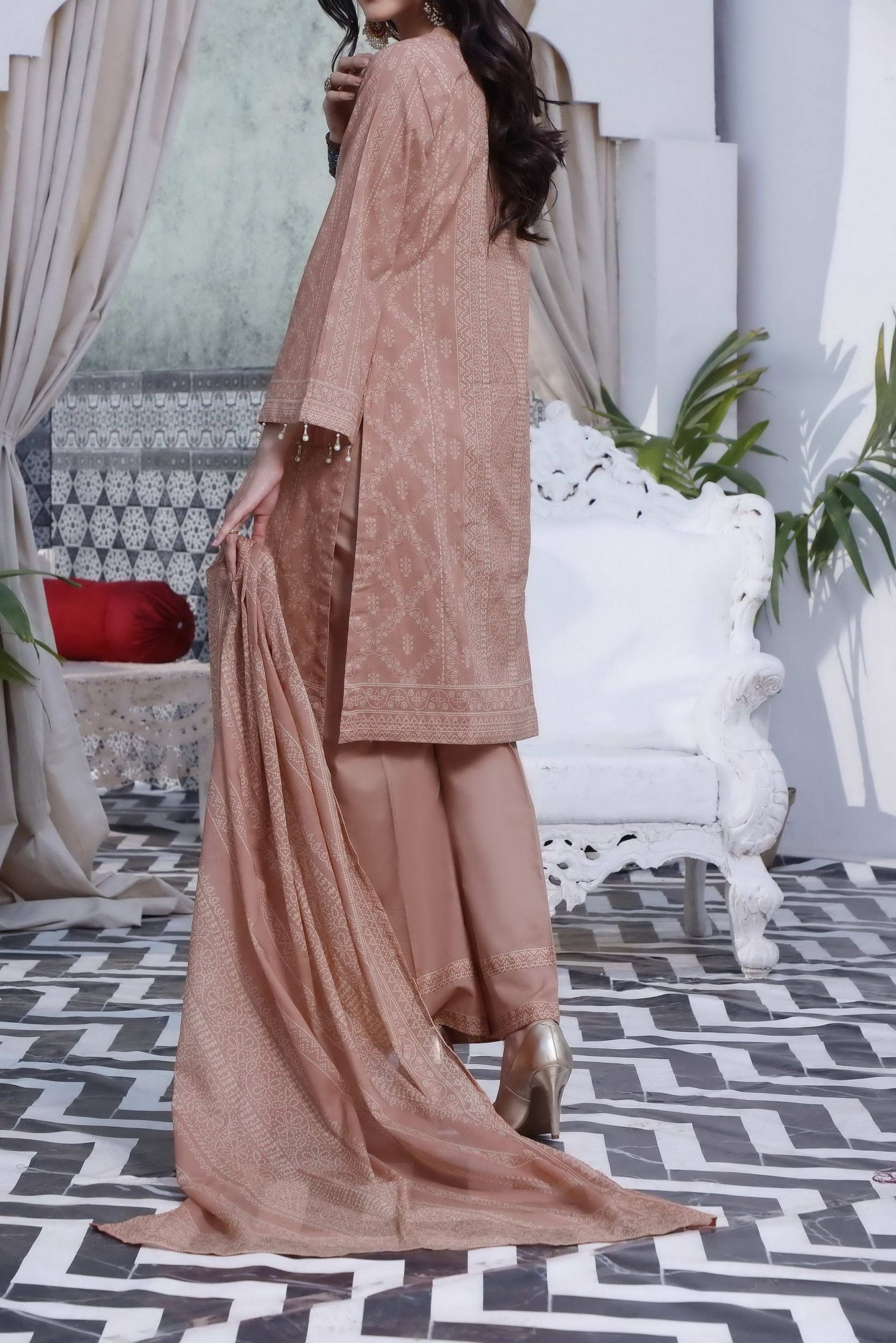 Misri D/Print Emb Lawn`22 D#88 Peach