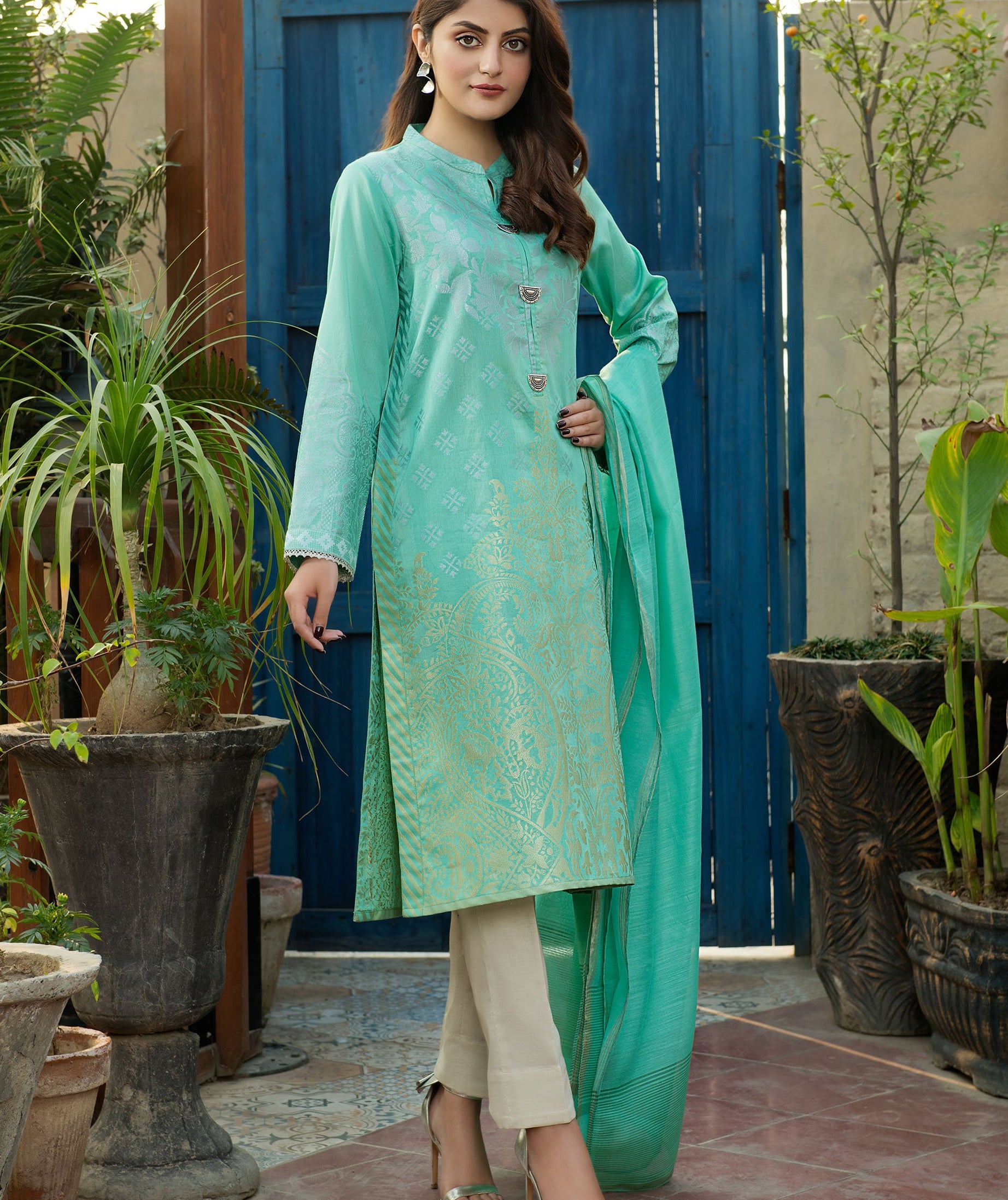 LimeLight Unstitched Summer`21 2 Piece Suit D#1198 (Ferozi)