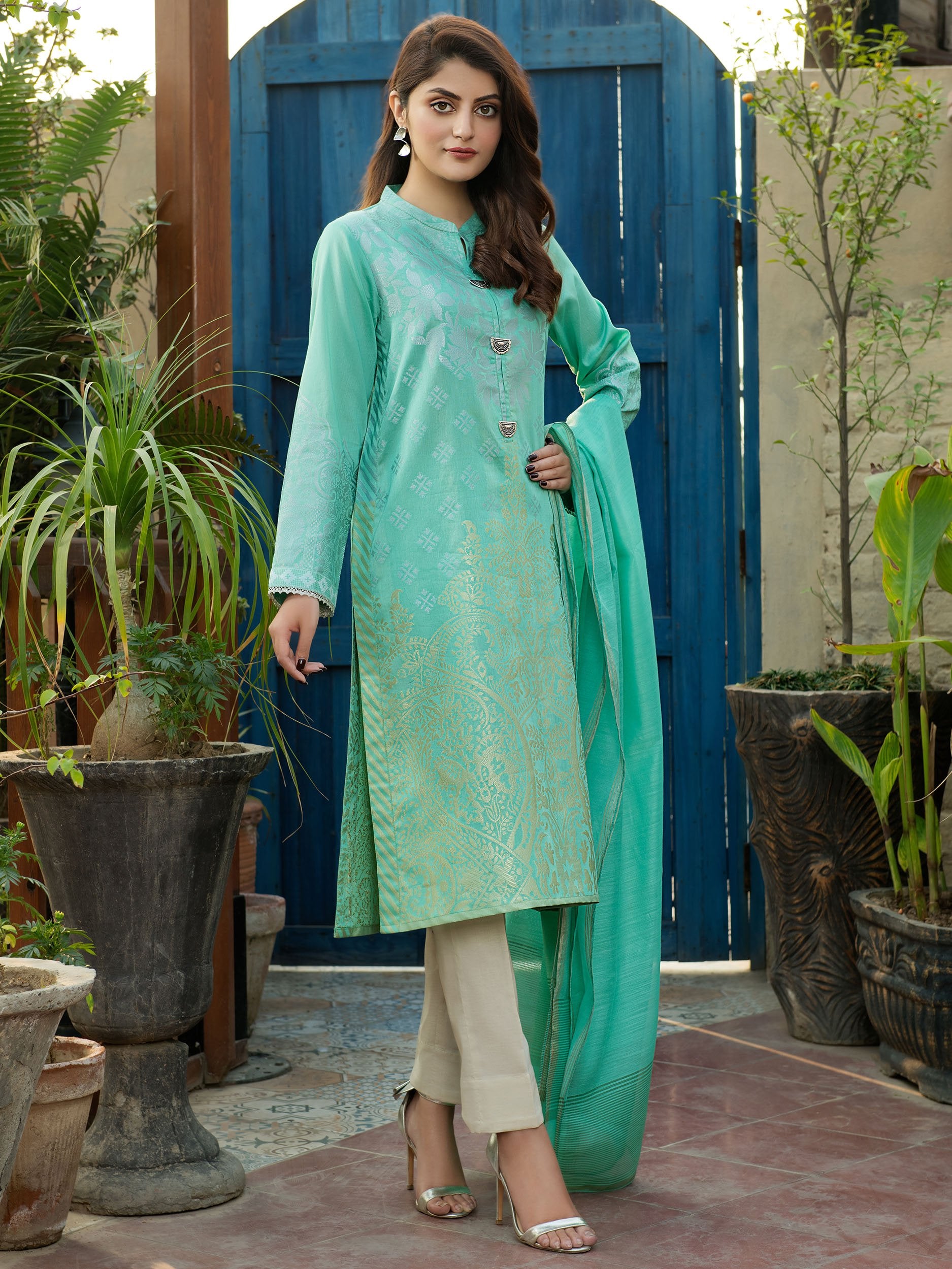 LimeLight Unstitched Summer`21 2 Piece Suit D#1198 (Ferozi)