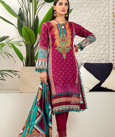 Al Zohaib Monsoon Lawn'22 D#7053 Maroon