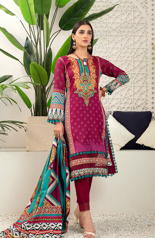 Al Zohaib Monsoon Lawn'22 D#7053 Maroon