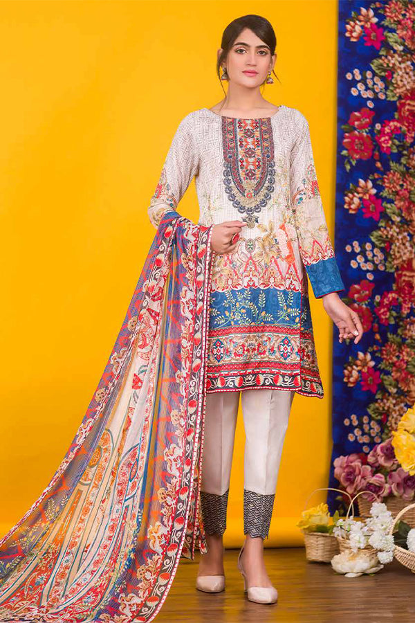 Zebaish Coral Emb Lawn`20 D#7