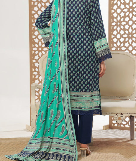 VS Daman Print Lawn`25 D#801 Nevy Blue
