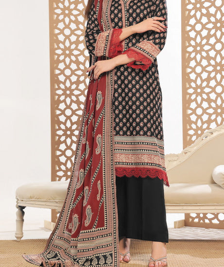 VS Daman Print Lawn`25 D#801 Black