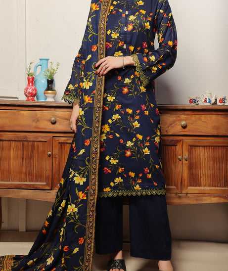 VS Daman Print Lawn`25 D#802 Nevy Blue