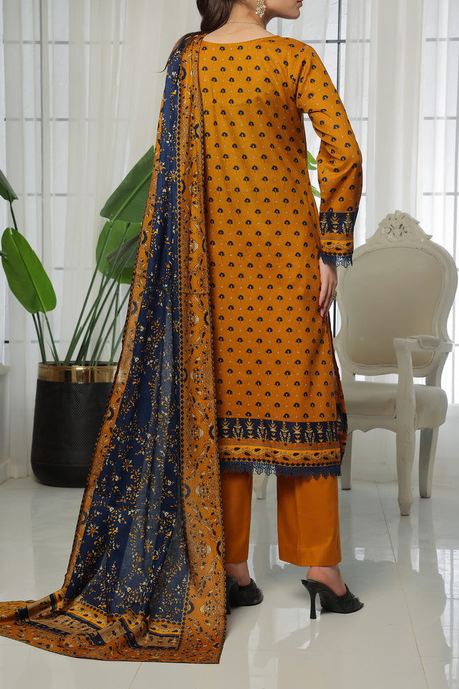 VS Daman Print Lawn`25 D#806 Mustard