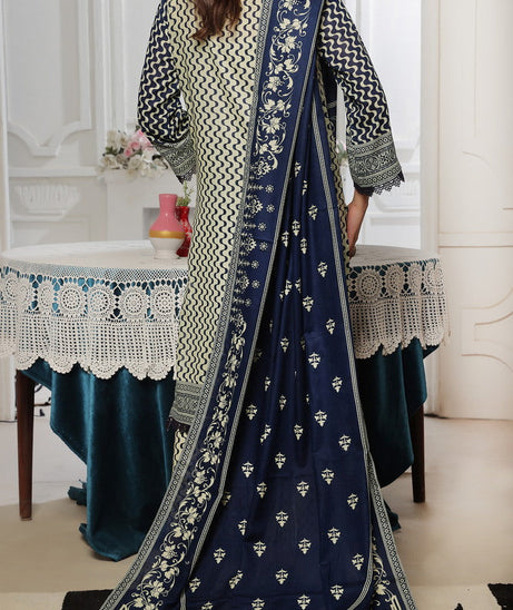 VS Daman Print Lawn`25 D#812 Nevy Blue