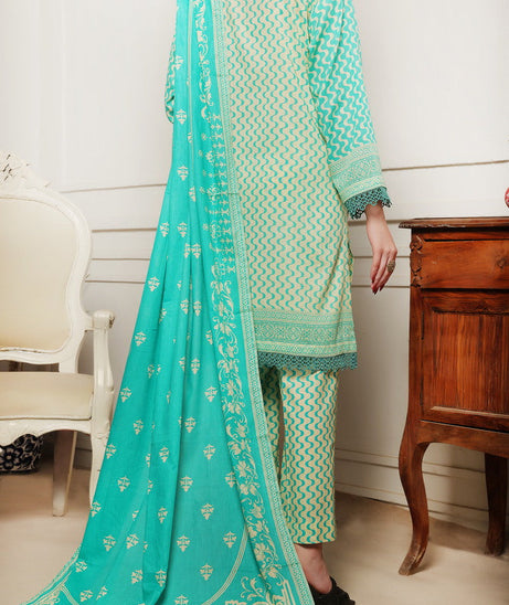 VS Daman Print Lawn`25 D#812 Sea Green