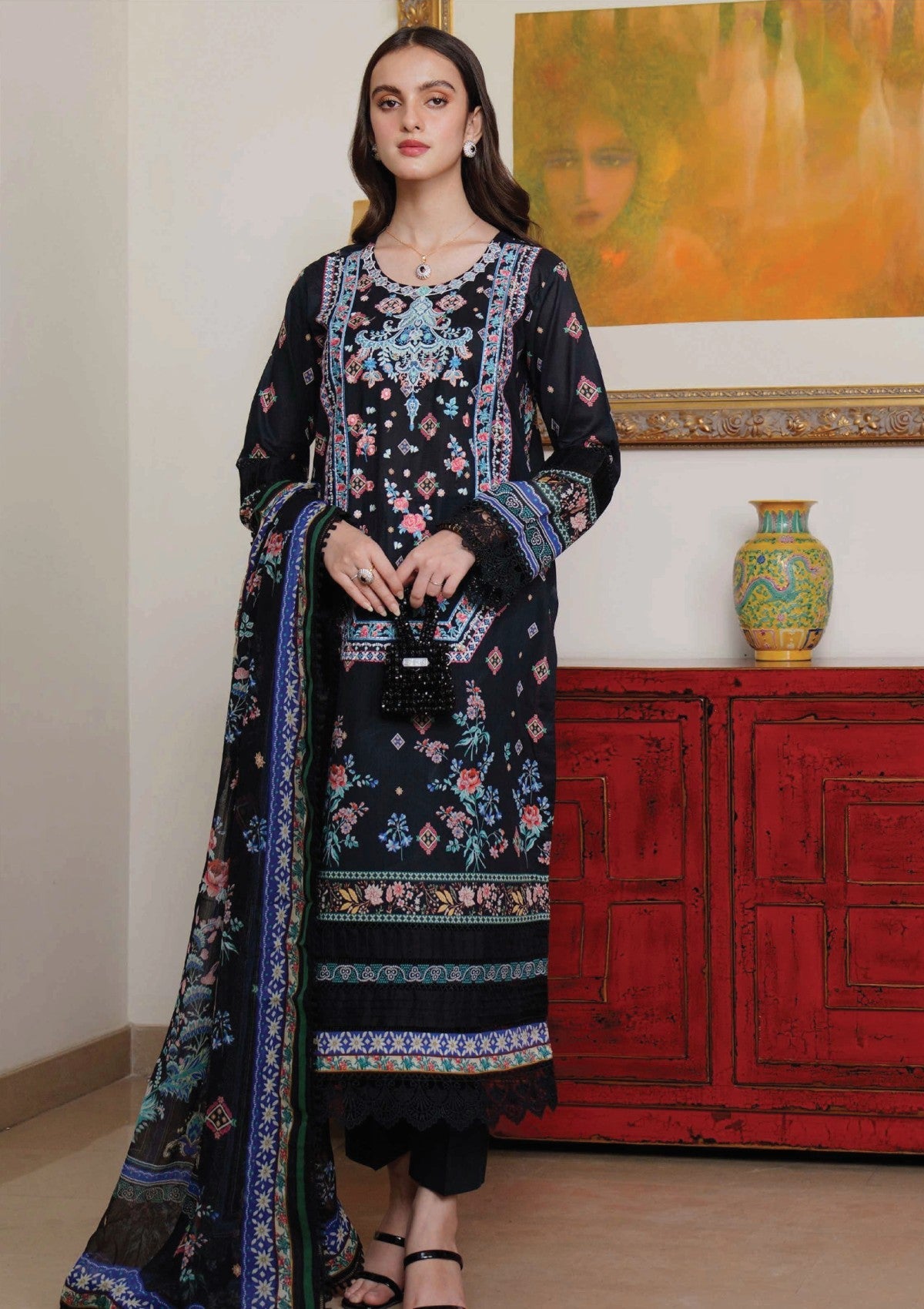 Meerak Summer Wine Lawn'25 (Black Rose)