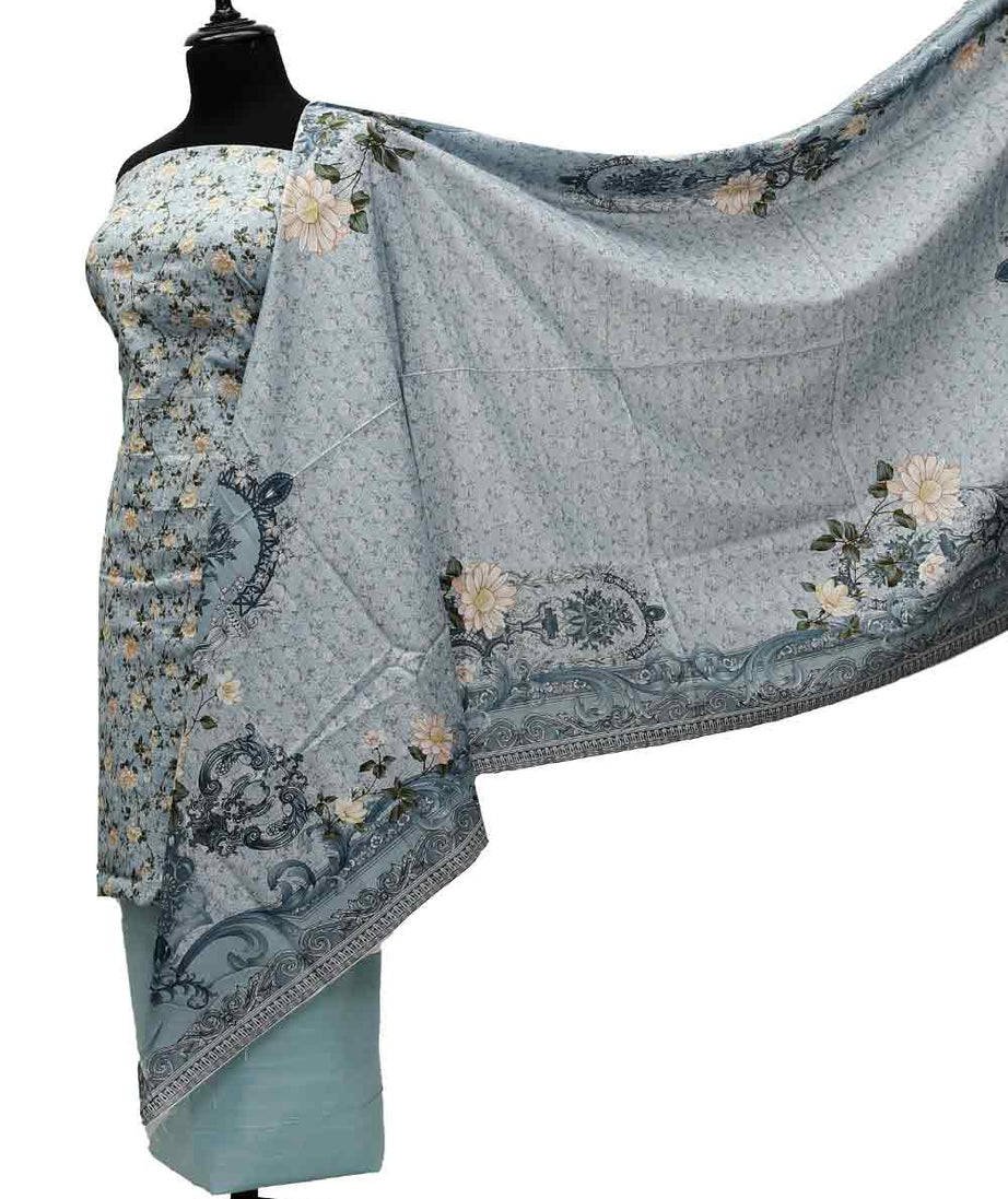AL-Rauf Print Khaddar'21 D#20788 Sky Blue
