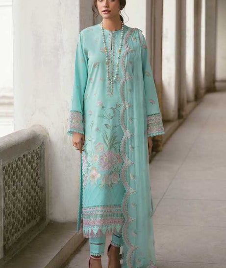 Afrozeh Lamhay Luxury Lawn'23 AL#04 CRYSTAL CYAN