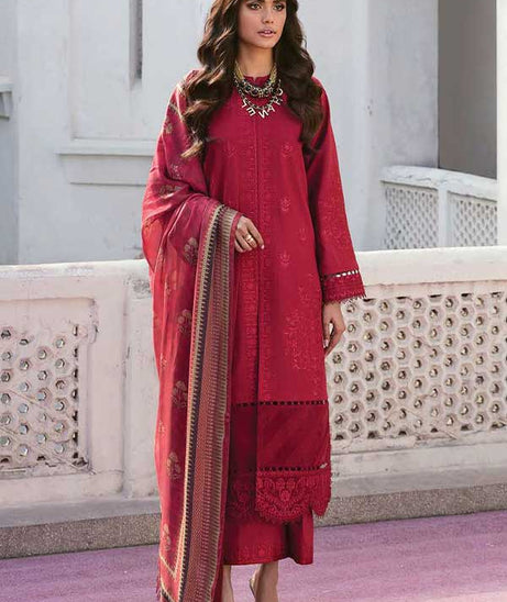 Afrozeh Lamhay Luxury Lawn'23 AL#08 CRIMSON