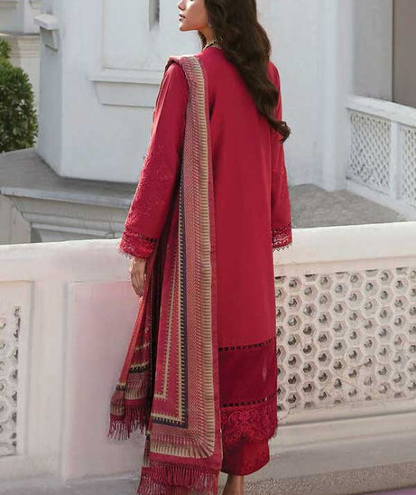 Afrozeh Lamhay Luxury Lawn'23 AL#08 CRIMSON