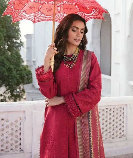 Afrozeh Lamhay Luxury Lawn'23 AL#08 CRIMSON