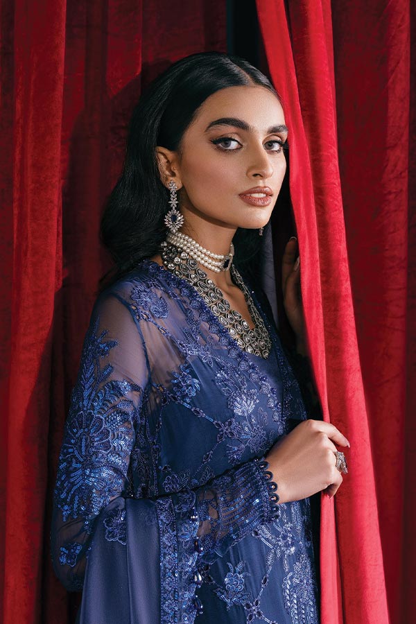 Afrozeh Starlet Luxury Unstitched`23 D#4 (SAPPHIRE ELEGANCE)