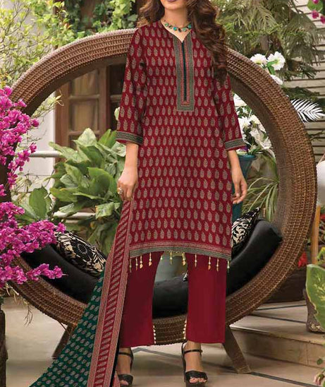 Al-Hamra Designer Lawn`22 D#408 Maroon