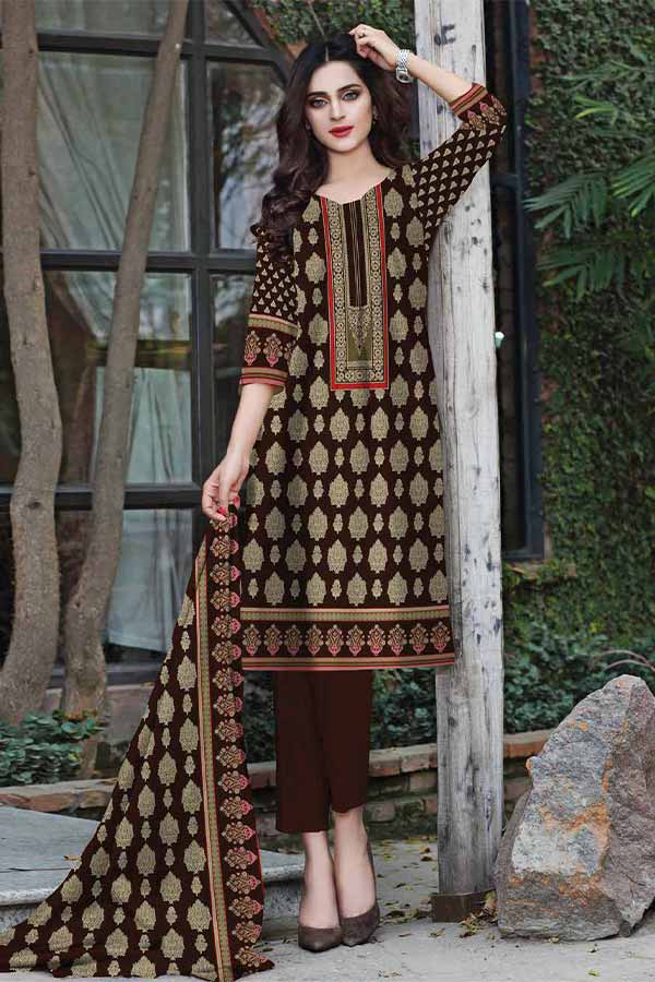 Al-Hamra Designer Lawn`22 D#410 Brown