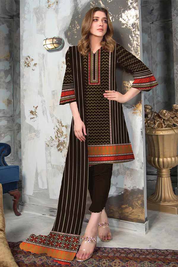 Al-Hamra Designer Lawn`22 D#419 CH Brown