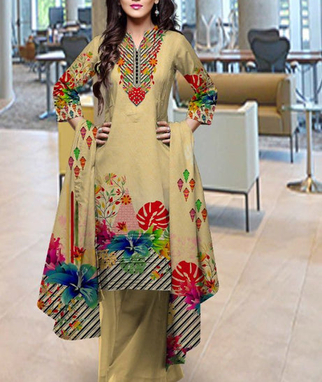 Al-Hamra Gul Jaan D/Lawn`21 D#13614 (Fawn)