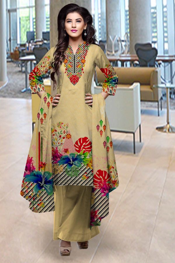 Al-Hamra Gul Jaan D/Lawn`21 D#13614 (Fawn)