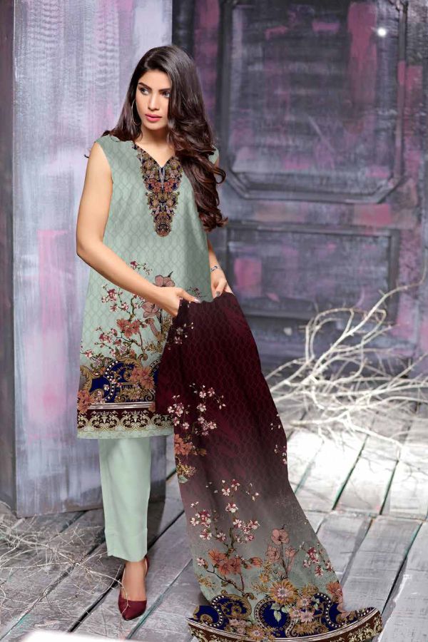 Al Rauf D/Emb Print Lawn`22 D#22261 (L Green)