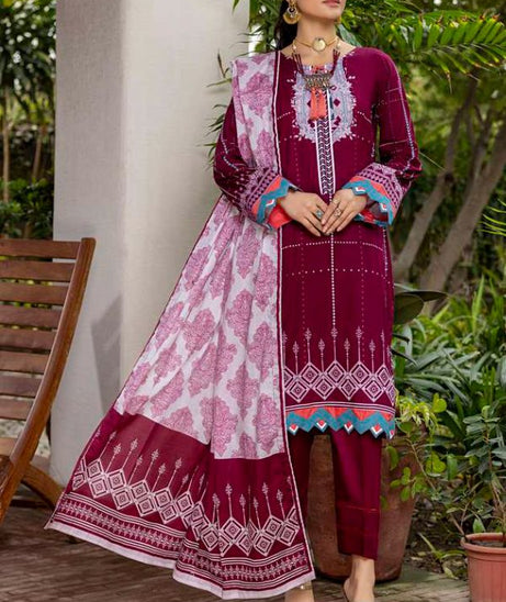 Al Zohaib Anum Lawn`22 D#7003 Maroon