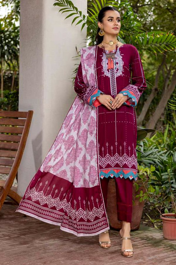 Al Zohaib Anum Lawn`22 D#7003 Maroon