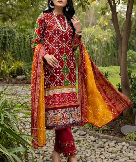 Al Zohaib Anum Lawn`22 D#7005 D Red