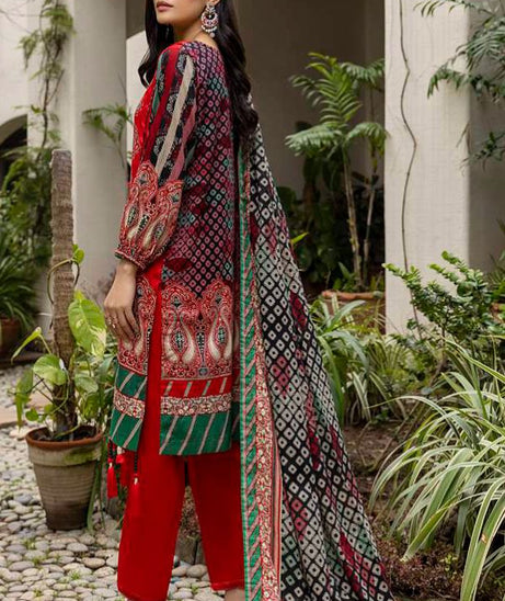Al Zohaib Anum Lawn`22 D#7012 Red
